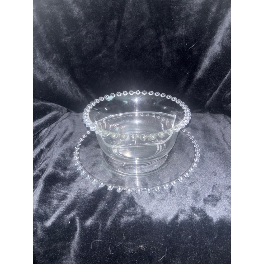Imperial Glass Mayonnaise Set Unisex OS Clear Excellent Candlewick Beaded Edge